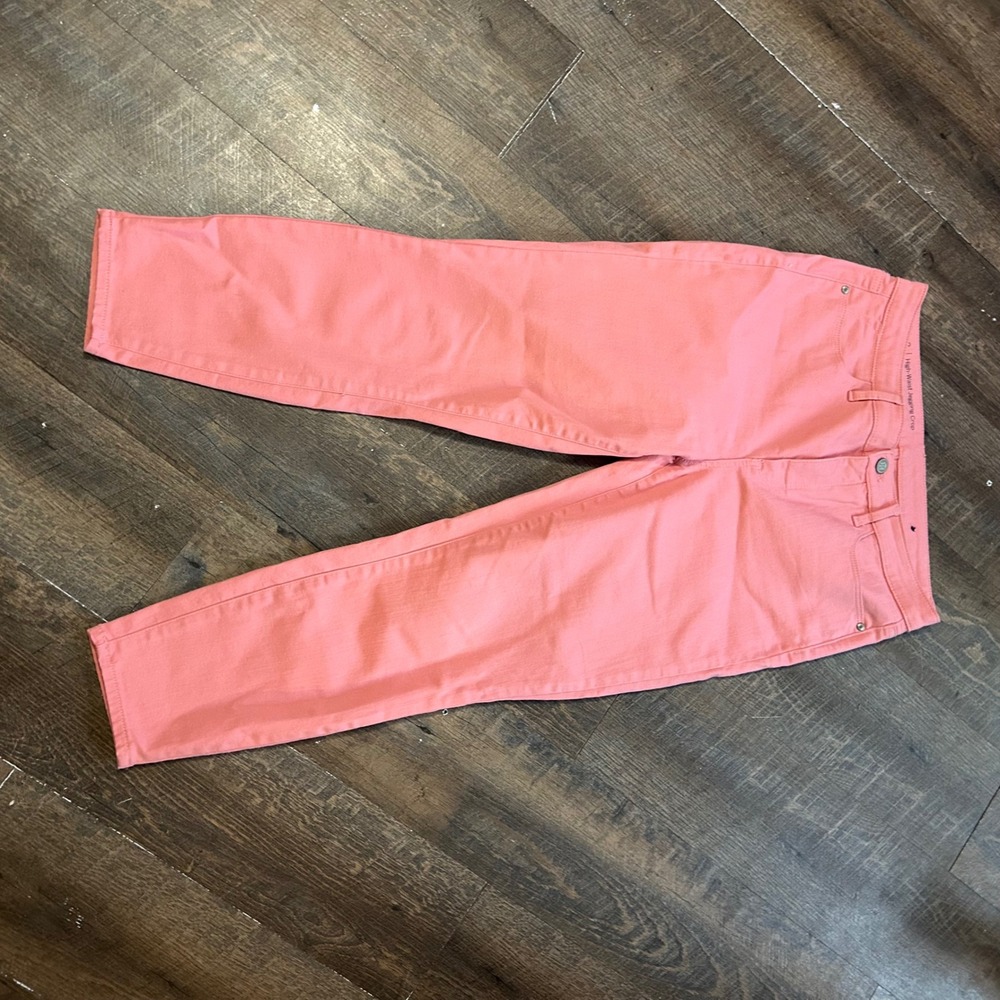 Talbots Flawless High-Waist Jegging Crop Pants Coral Pink Size 8 Stretch Slim
